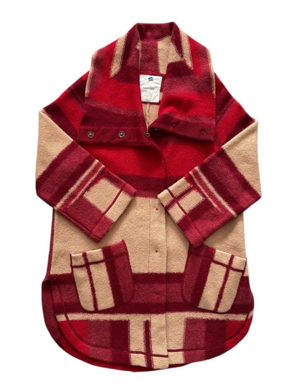 Vintage Anthropologie Sparrow Wool Sweater Coat Plaid
